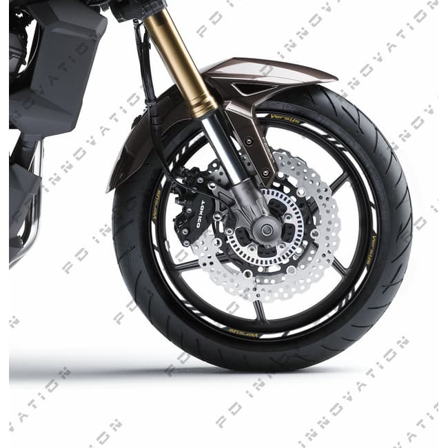Wheel rim stripes with logos compatible with Kawasaki Versys 