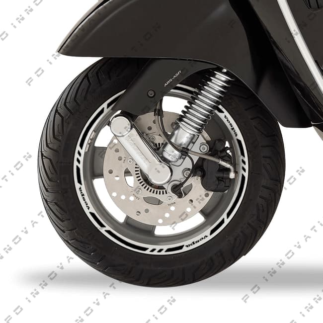 Wheel rim stripes with logos compatible with Piaggio Vespa 