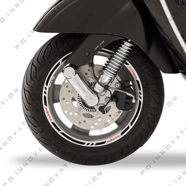 Wheel rim stripes with logos compatible with Piaggio Vespa 