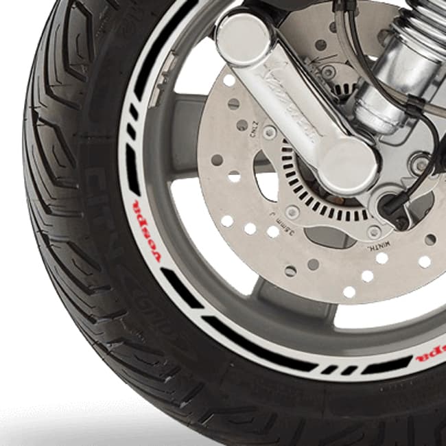 Wheel rim stripes with logos compatible with Piaggio Vespa 