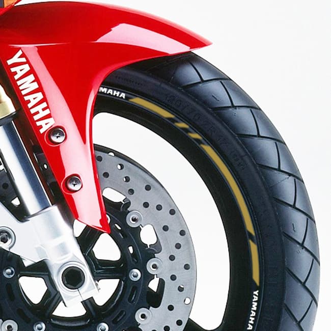 Wheel rim stripes with logos compatible with Yamaha 