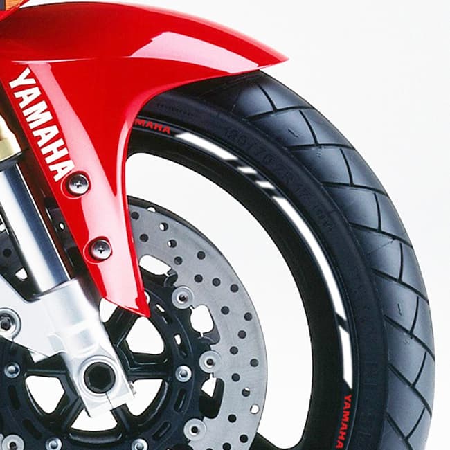 Wheel rim stripes with logos compatible with Yamaha 