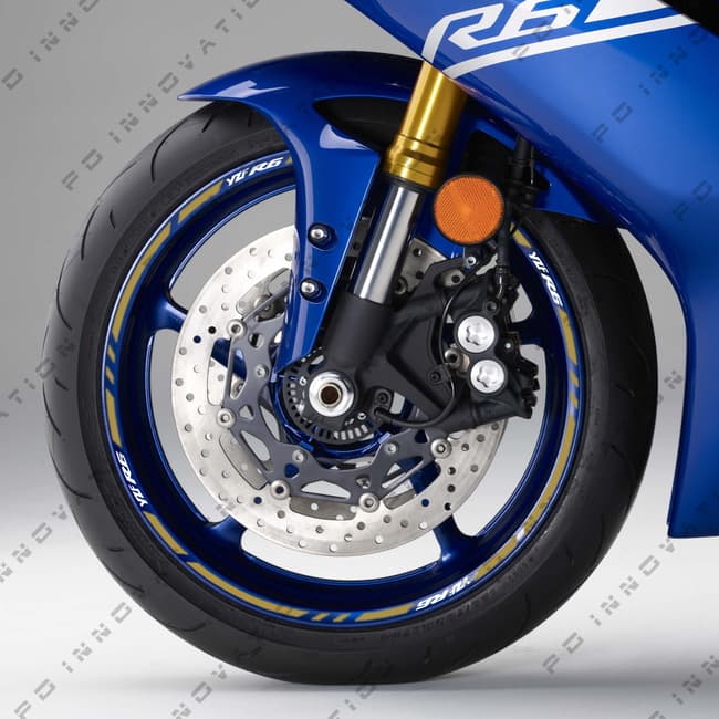 Wheel rim stripes with logos compatible with Yamaha YZF-R6