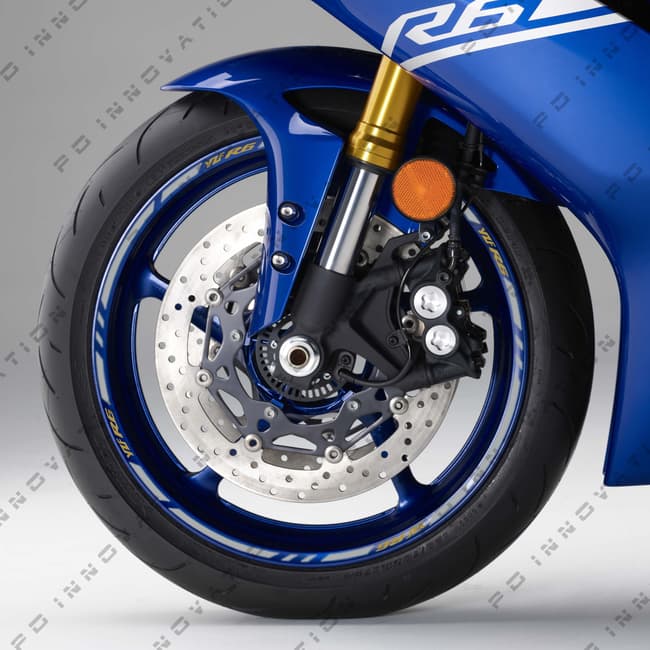 Wheel rim stripes with logos compatible with Yamaha YZF-R6