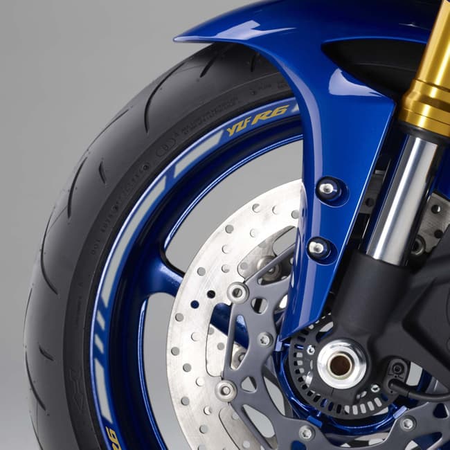 Wheel rim stripes with logos compatible with Yamaha YZF-R6