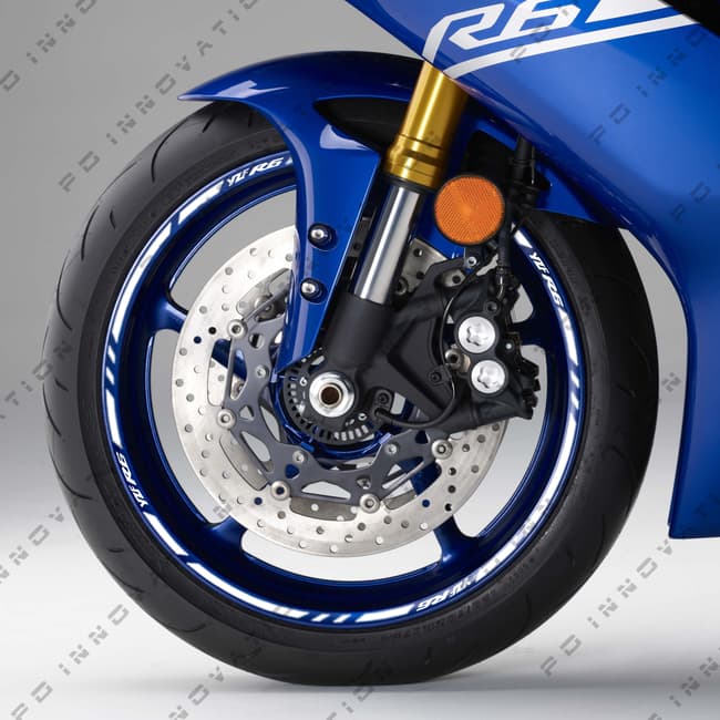 Wheel rim stripes with logos compatible with Yamaha YZF-R6