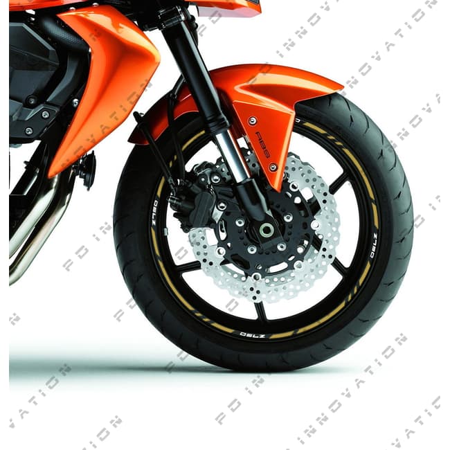 Wheel rim stripes with logos compatible with Kawasaki Z750 