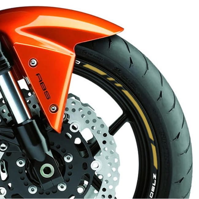 Wheel rim stripes with logos compatible with Kawasaki Z750 