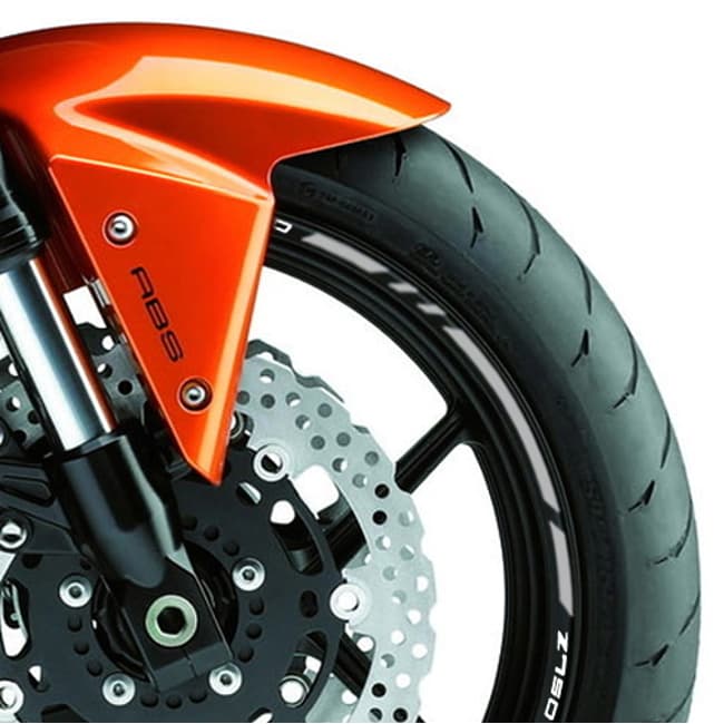 Wheel rim stripes with logos compatible with Kawasaki Z750 