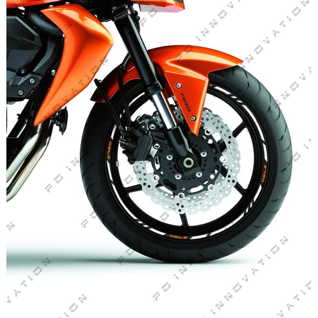 Wheel rim stripes with logos compatible with Kawasaki Z750 