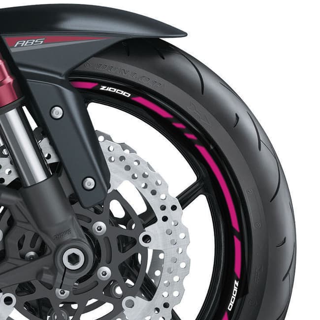 Wheel rim stripes with logos compatible with Kawasaki Z1000 