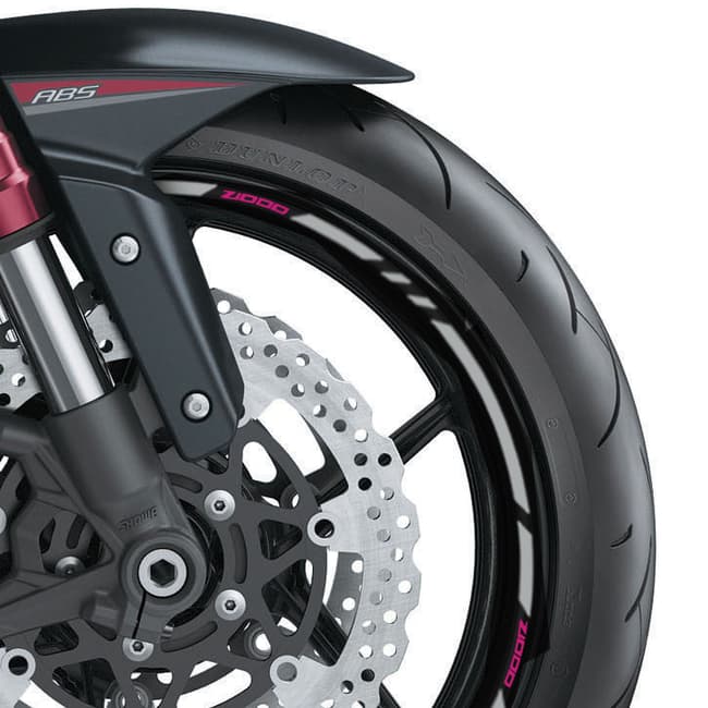 Wheel rim stripes with logos compatible with Kawasaki Z1000 