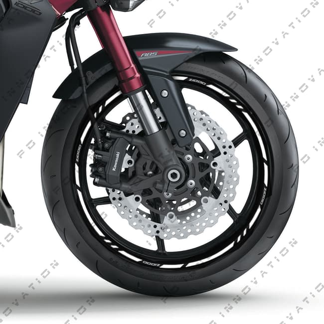 Wheel rim stripes with logos compatible with Kawasaki Z1000 