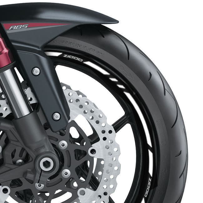 Wheel rim stripes with logos compatible with Kawasaki Z1000 