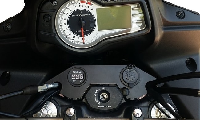 Handlebar mount with twin USB socket and voltmeter Suzuki V-Strom DL650 2012-2016 (red LCD)