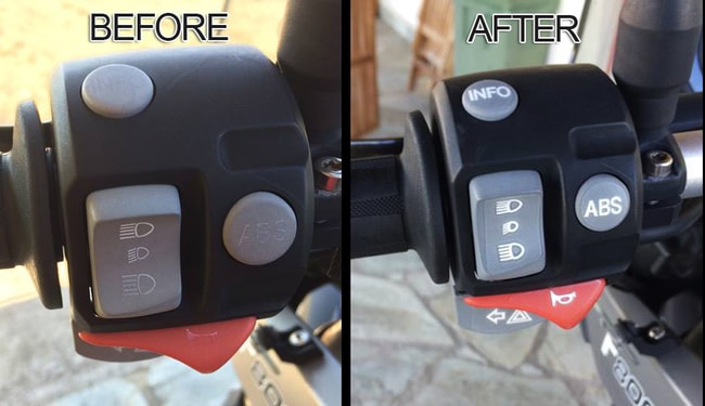 Control switch replacement decals for BMW R1200GS / R1200R / F650GS / F800GS / F800R up to 2012