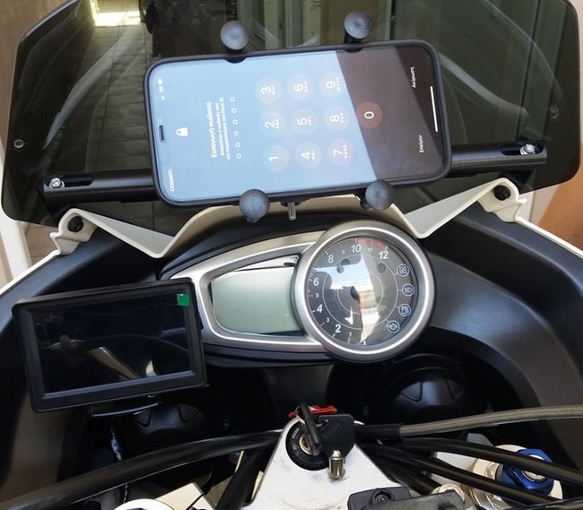 Staffa Portasmartphone/GPS In Acciaio Per Triumph Tiger 1050 Sport 2016-2020, Barra 22 Mm