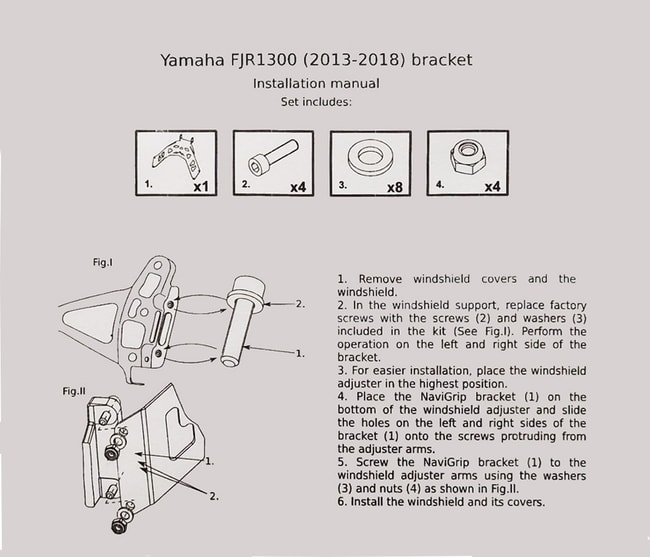 GPS support bracket for Yamaha FJR 1300 2013-2018