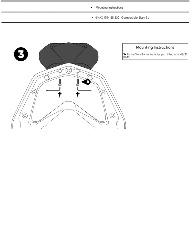 GPK backrest kit (sissy bar) for Yamaha NMAX 125 / 155 2021-2023