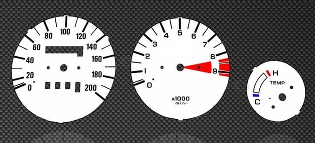 White tachometer and speedometer gauges for Honda Africa Twin XRV 750 RD04 1990-1992 