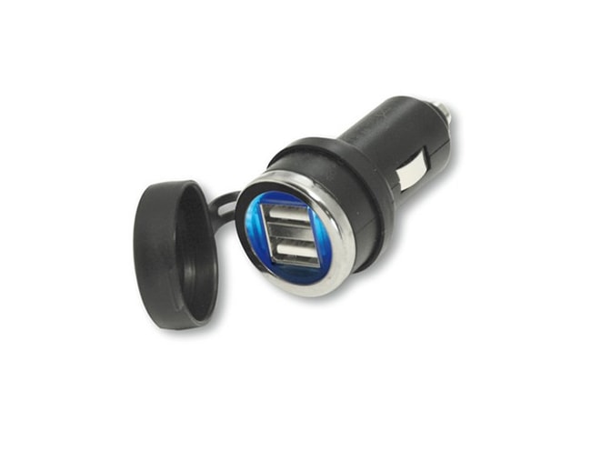 Adaptador USB doble iluminado con tapa antipolvo