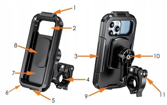 Porta smartphone X-Style Quick Lock con custodia rigida (fino a 7