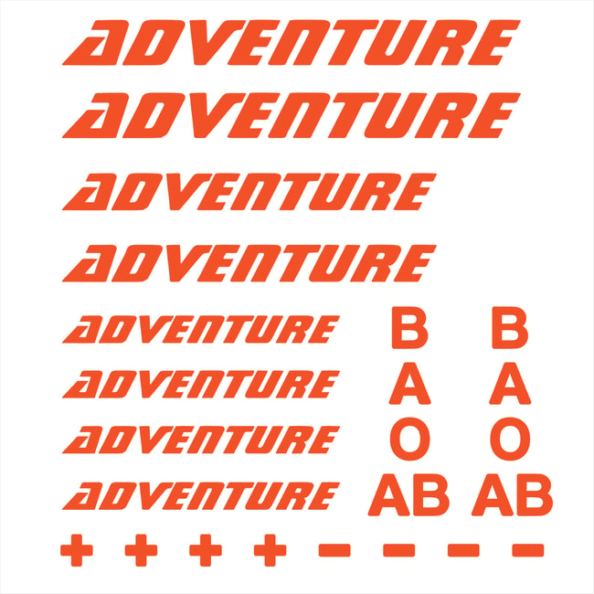 Set adesivi loghi e gruppi sanguigni per KTM 1290 / 1190 / 1090 / 990 Adventure arancione