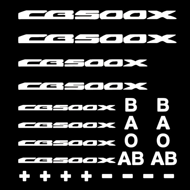 Zestaw naklejek z logo i grupami krwi dla CB500X biały
