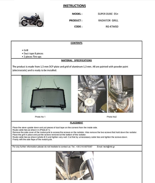 Radiateurbescherming voor KTM Superduke 990 '06-'13