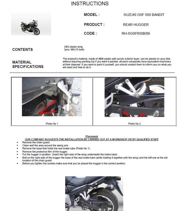 Hinterradabdeckung für Suzuki GSF650 Bandit 2006-2016