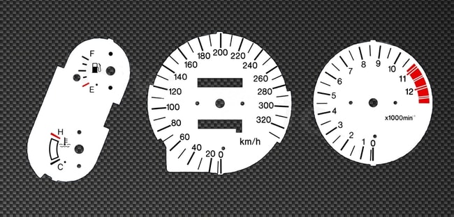 White tachometer and speedometer gauges for Honda CBR1100XX 1996-2000