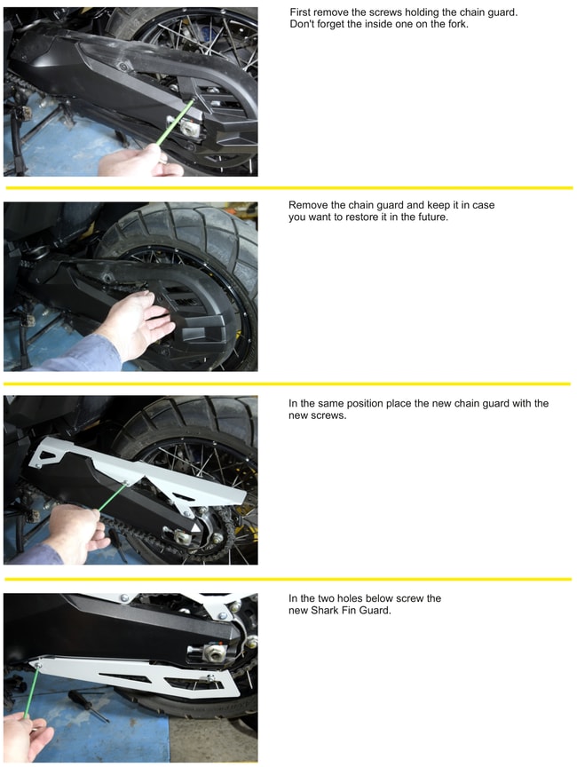 Kettingkast en haaienvin (bovenste en onderste beschermers) voor Honda X-ADV 750 2021-2023 zilver