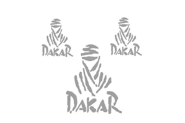 Zestaw naklejek Dakar w kolorze srebrnym