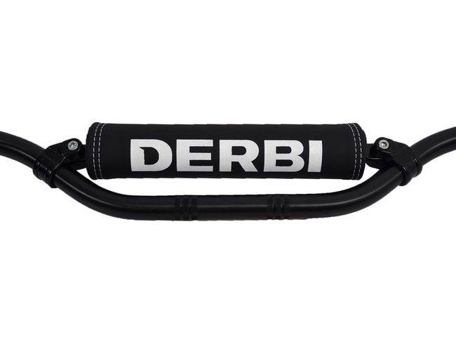 Almofada de barra transversal preta Derbi com logotipo branco