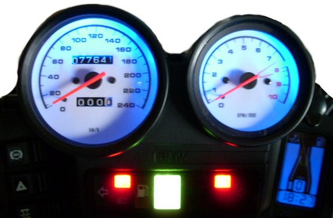 Białe wskaźniki prędkościomierza i obrotomierza do BMW R1150GS 1999-2006