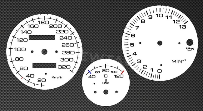 White speedometer and tachometer gauges for Ducati 748 / 916 / 996 / 998