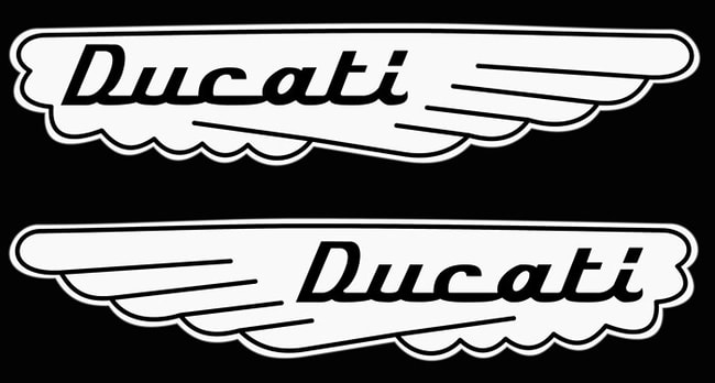 Ducati Ausgleichsbehälteraufkleber weiß (2 Stk.)