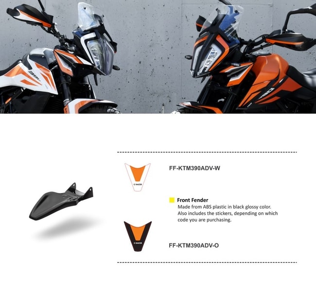 Framskärm till KTM 390 Adventure 2020-2023 (vit/orange)