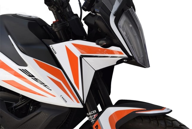 Huse laterale fata pentru KTM 390 Adventure 2020-2023 (alb/portocaliu)