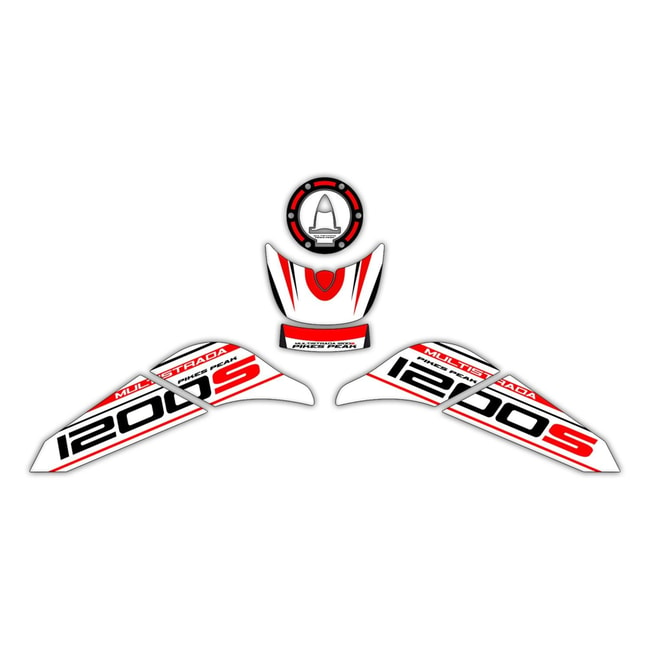 GPK tank pad 3D set for Multistrada 1200 S '15-'18 white/red