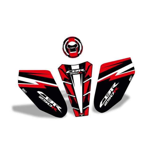 GPK tankpad set 3D voor CBR 250R 2011-2013 zwart-wit-rood