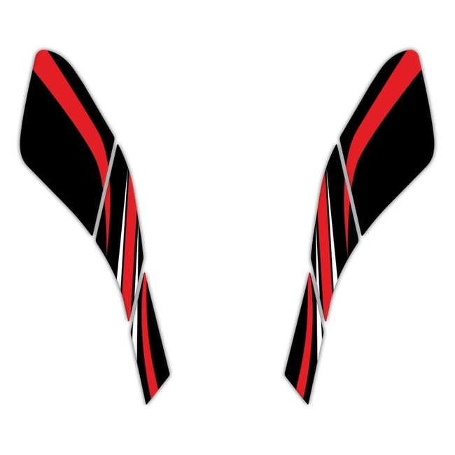 GPK voorzijde 3D stickers voor Honda PCX 125 2021-2024 zwart-rood (paar)