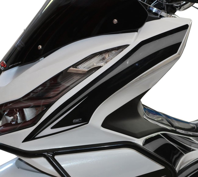 GPK σετ 3D πλαϊνά αυτοκόλλητα Honda PCX 125 2021-2023 μαύρο-γκρι