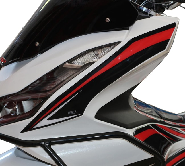 GPK verkleidungsseitige 3D-Aufkleber für Honda PCX 125 2021-2023 schwarz-rot (Paar)