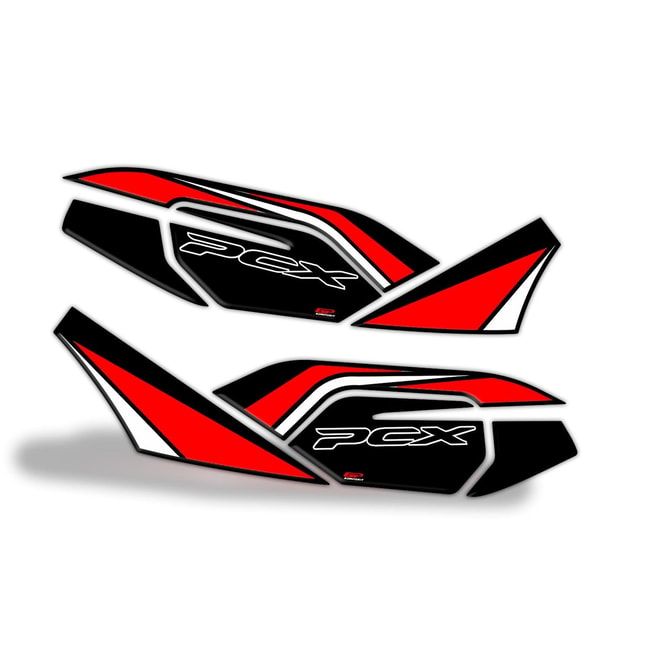 Autocollants 3D de marchepied GPK pour PCX 125 2021-2023 noir-rouge (la paire)