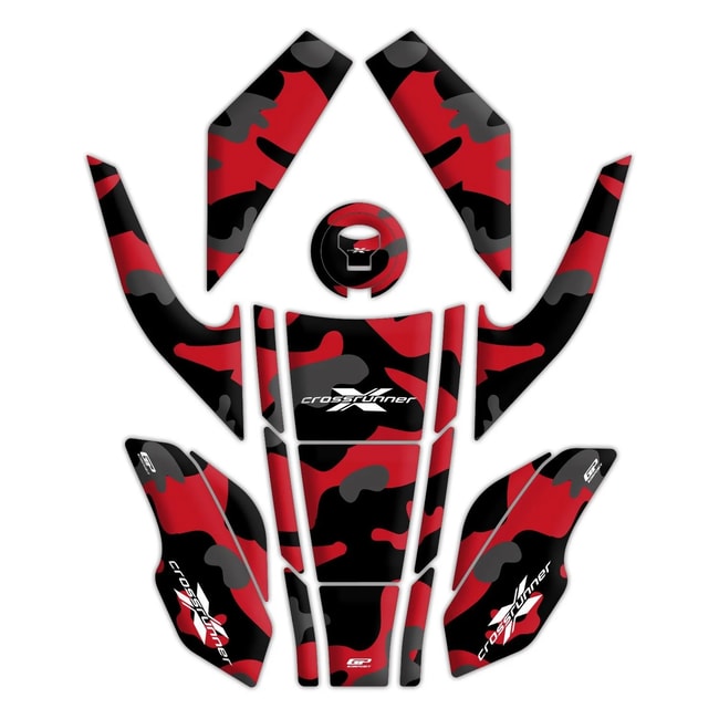 GPK Tankpad Set 3D für Honda VFR800X Crossrunner 2015-2020 schwarz-rot