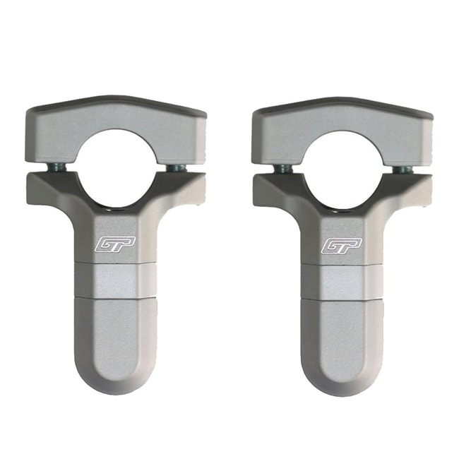 GPK adjustable height pivoting risers for 22mm handlebars silver