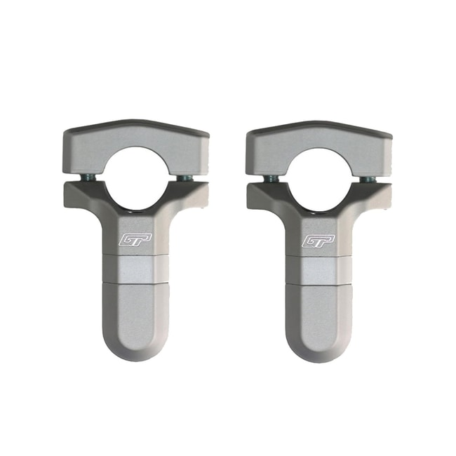 GPK adjustable height pivoting fatbar risers 28mm (rise from 35mm to 55mm) silver