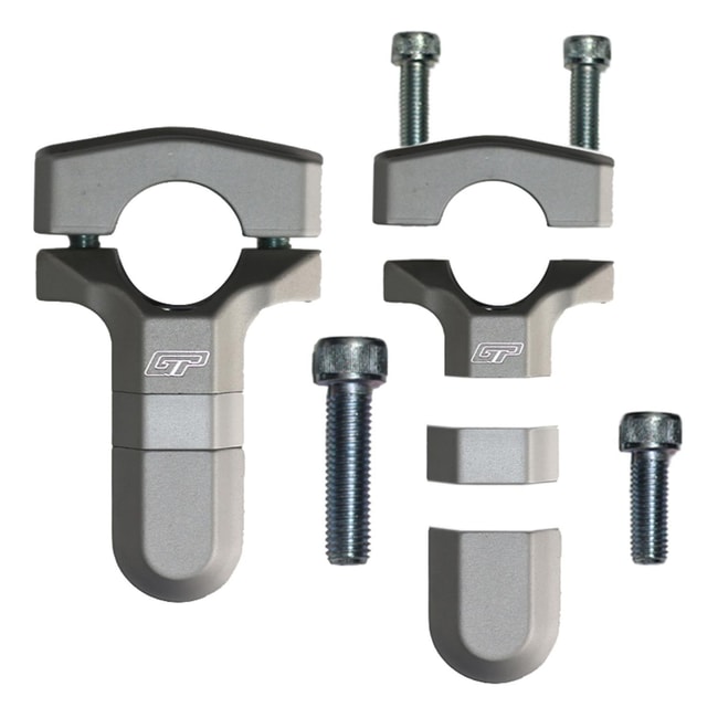 GPK adjustable height pivoting risers for 22mm handlebars silver