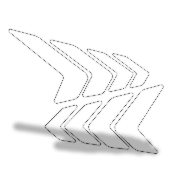 Set protezioni serbatoio laterali 3D universali GPK trasparenti (freccia)